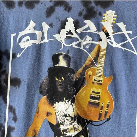 SLASH Guns N Roses 90s Graphic Blue Tie Dye Tee NEW Size Medium Large - Picture 5 of 6